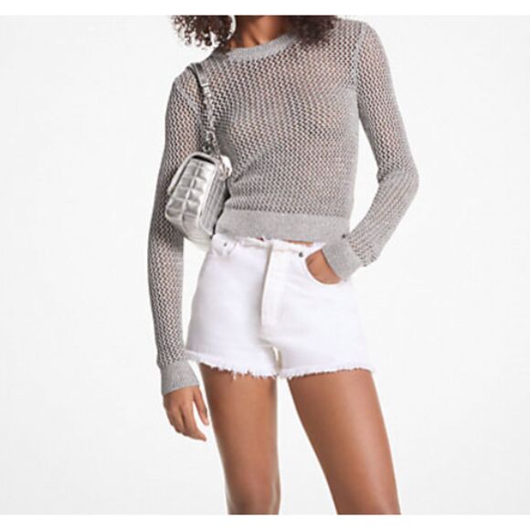 Old Navy denim shorts boyfriend Jean Size 0 25 white button fly frayed mid - Picture 1 of 9